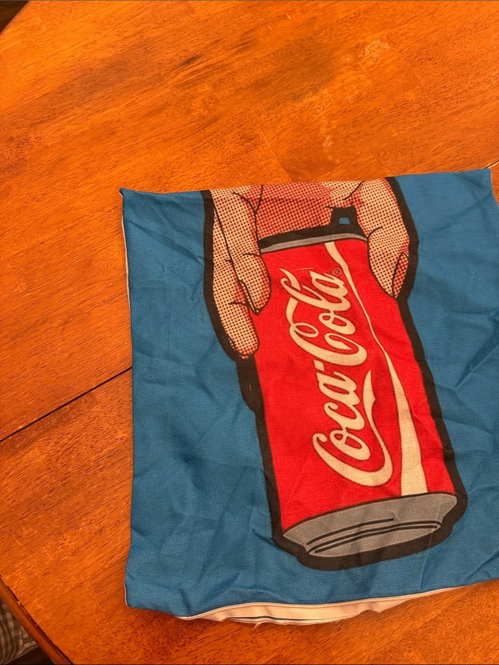 Vintage Coca-Cola Red Can Pop Art Blue pillow cover